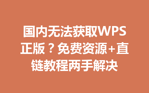 国内无法获取WPS正版？免费资源+直链教程两手解决 一
